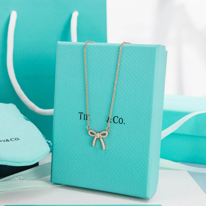 [⭐Veyra Jewels]RIBBON NECKLACE BOW PENDANT DIAMOND CHARM CHAIN