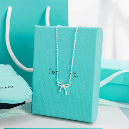 [⭐Veyra Jewels]RIBBON NECKLACE BOW PENDANT DIAMOND CHARM CHAIN