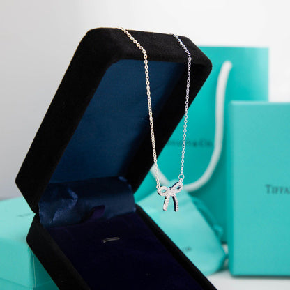 [⭐Veyra Jewels]RIBBON NECKLACE BOW PENDANT DIAMOND CHARM CHAIN