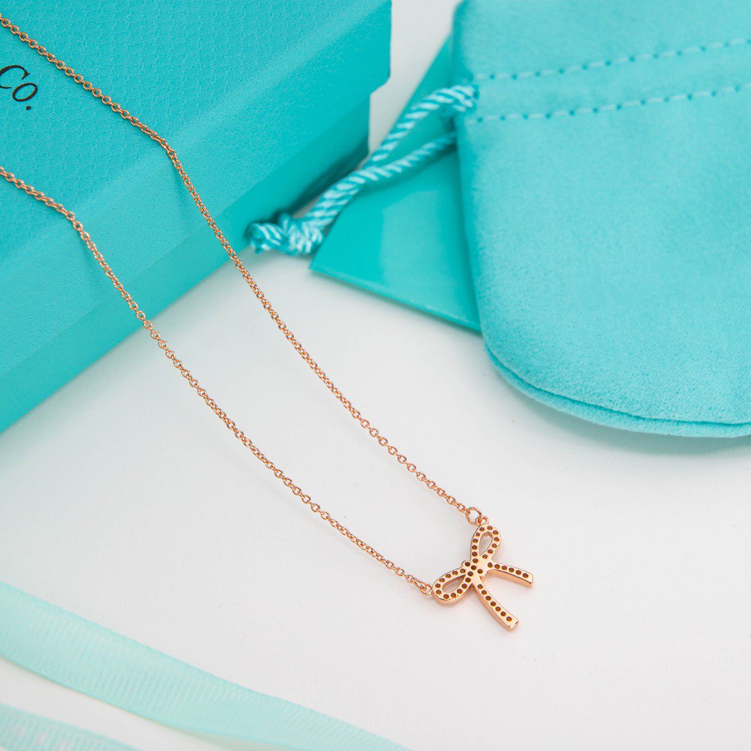 [⭐Veyra Jewels]RIBBON NECKLACE BOW PENDANT DIAMOND CHARM CHAIN