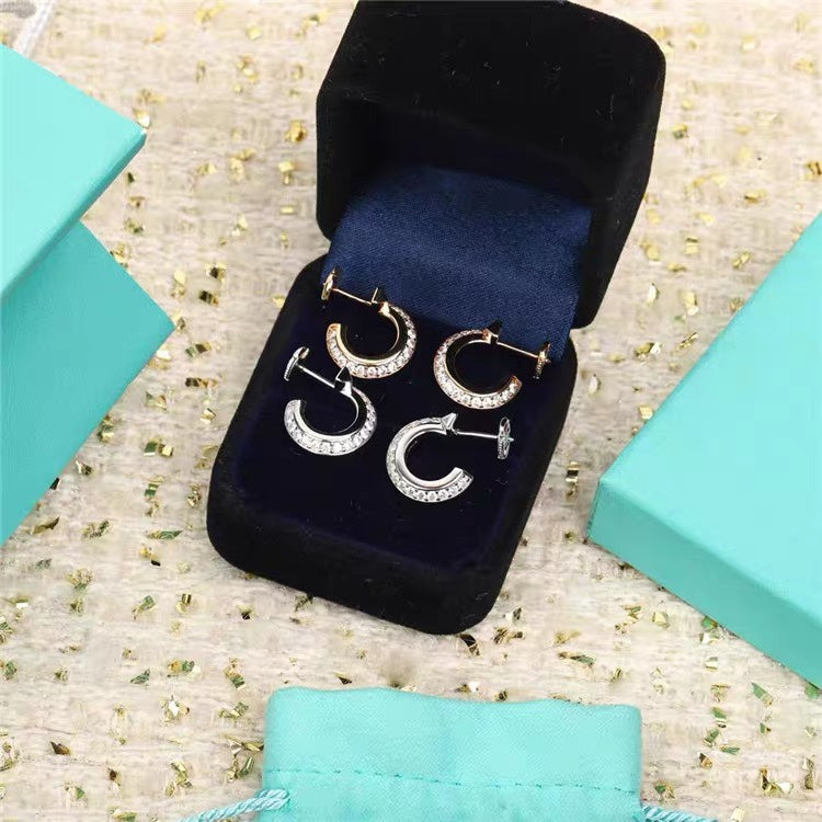 [⭐Veyra Jewels]HOOP EARRINGS IN ROSE GOLD WITH DIAMONDS