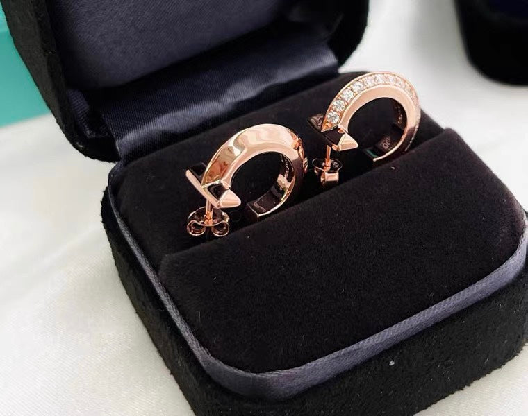 [⭐Veyra Jewels]HOOP EARRINGS IN ROSE GOLD WITH DIAMONDS