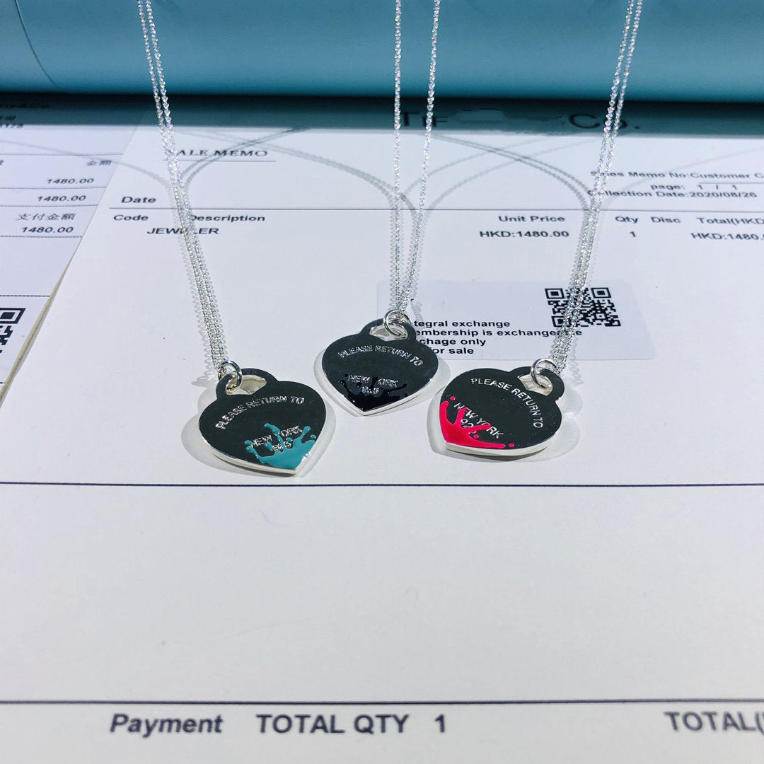 [⭐Veyra Jewels]COLOUR HEART SPLASH TAG NECKLACE