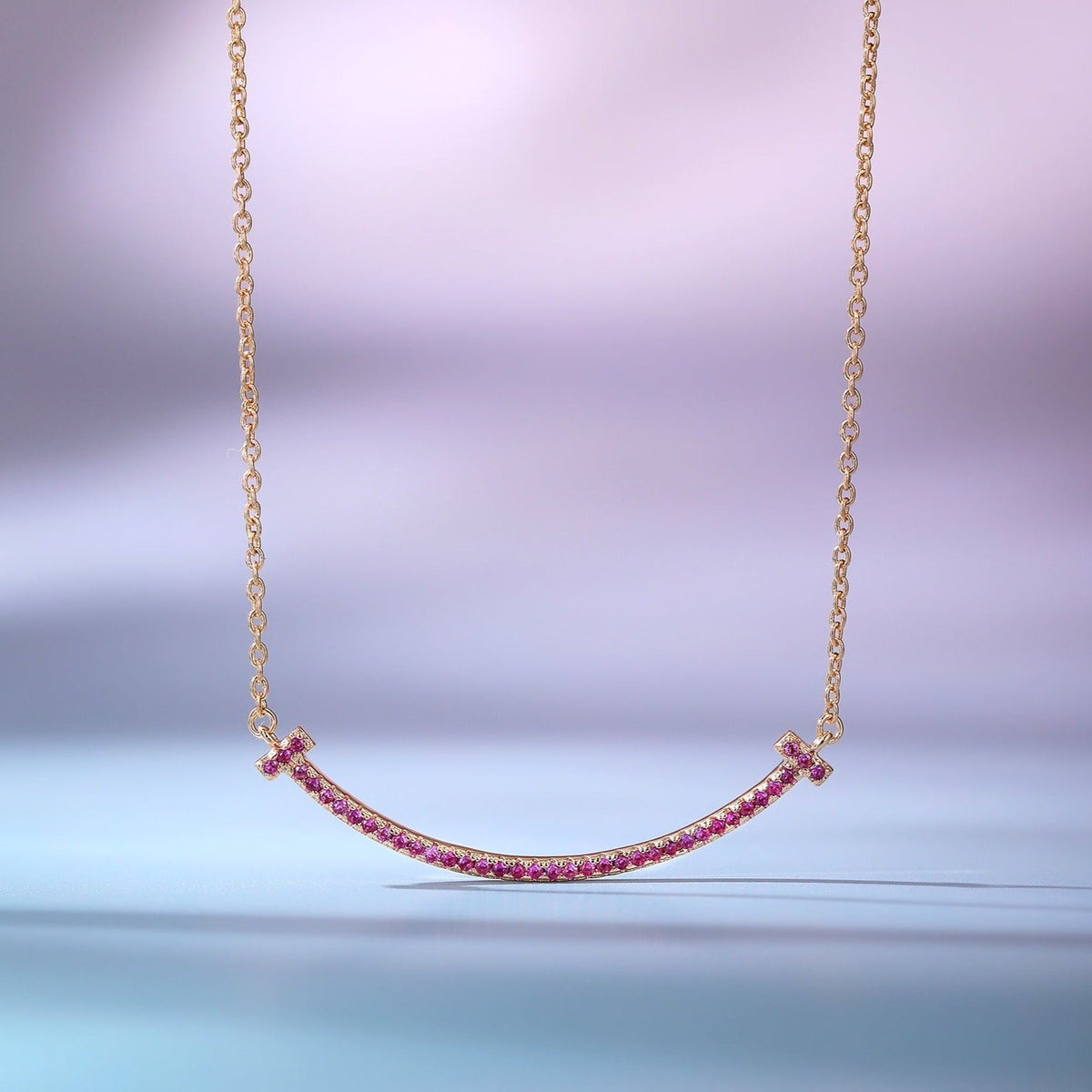 [⭐Veyra Jewels]BIG SMILE PEDANT PINK DIAMOND NECKLACE