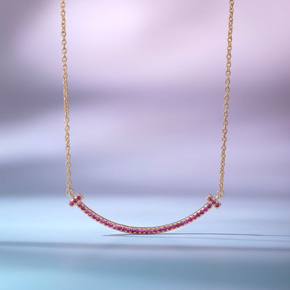 [⭐Veyra Jewels]BIG SMILE PEDANT PINK DIAMOND NECKLACE