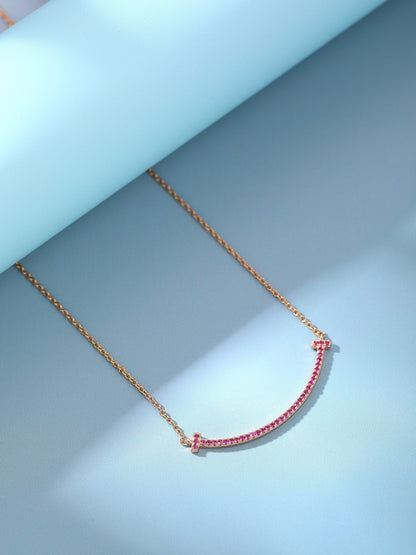 [⭐Veyra Jewels]BIG SMILE PEDANT PINK DIAMOND NECKLACE