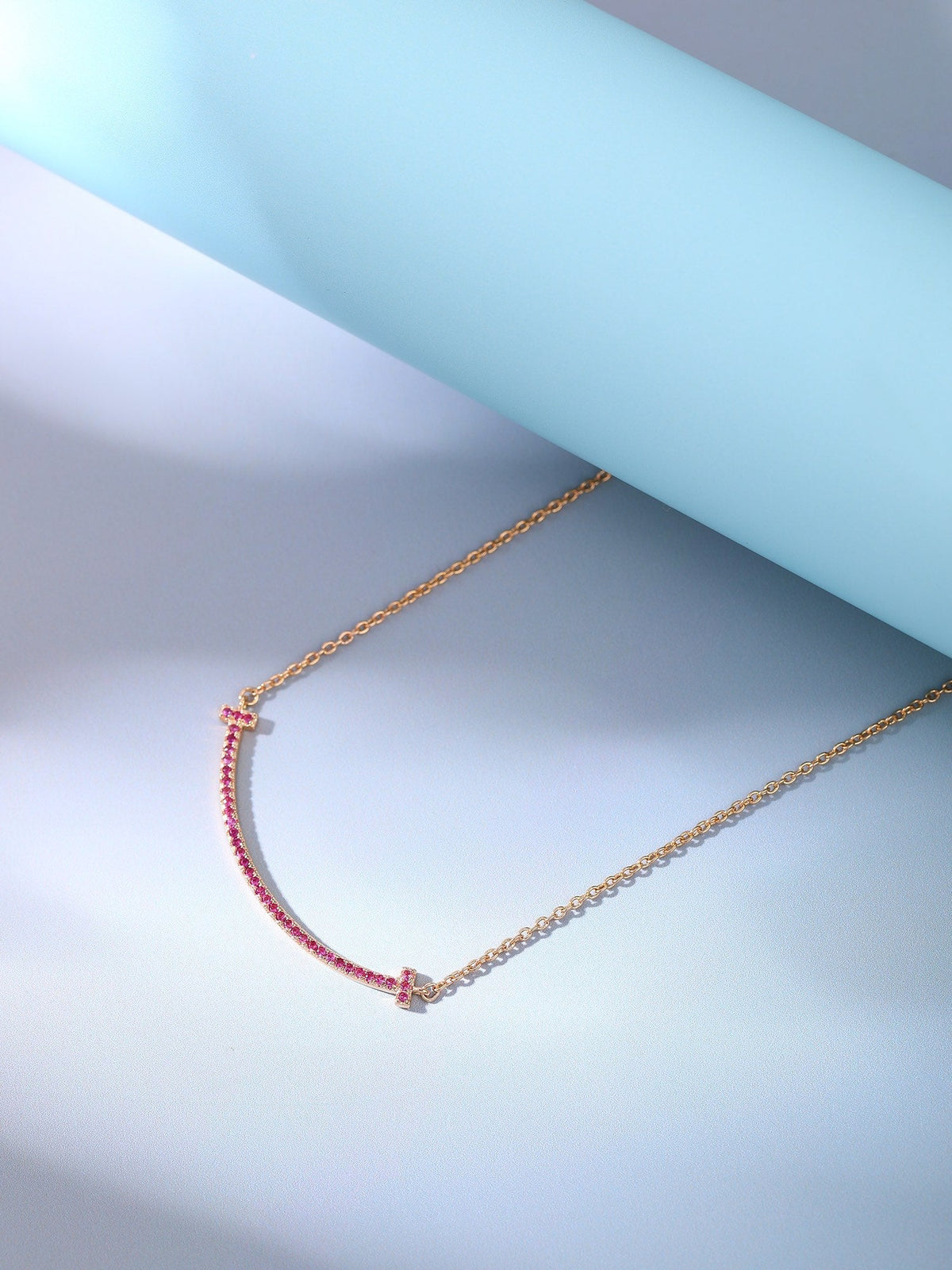 [⭐Veyra Jewels]BIG SMILE PEDANT PINK DIAMOND NECKLACE