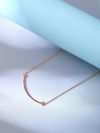 [⭐Veyra Jewels]BIG SMILE PEDANT PINK DIAMOND NECKLACE