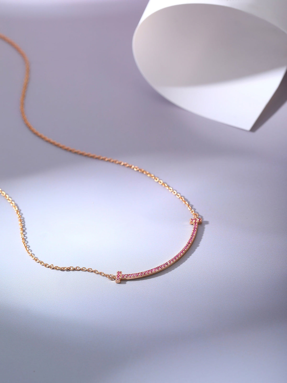 [⭐Veyra Jewels]BIG SMILE PEDANT PINK DIAMOND NECKLACE