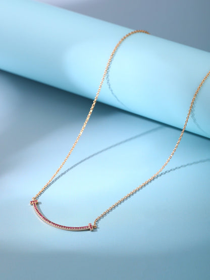 [⭐Veyra Jewels]BIG SMILE PEDANT PINK DIAMOND NECKLACE