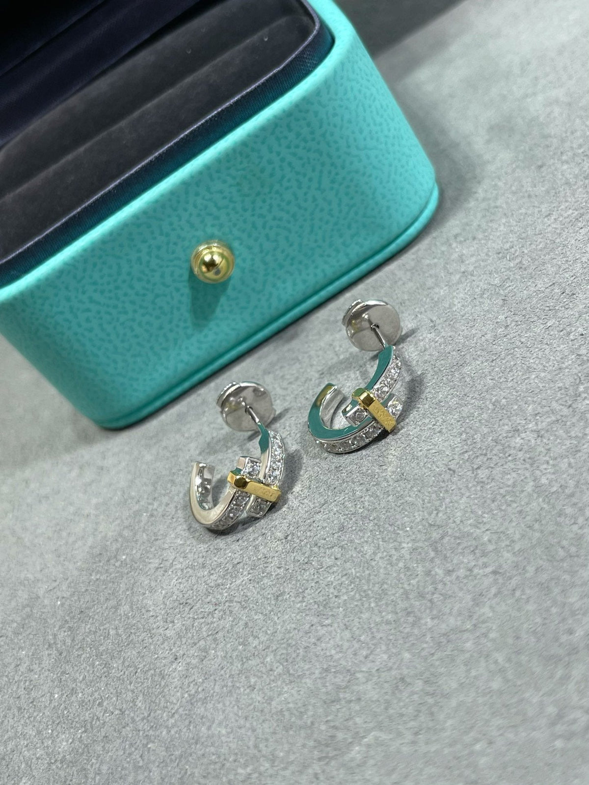 [⭐Veyra Jewels]EDGE DIAMOND PINK GOLD EARRINGS