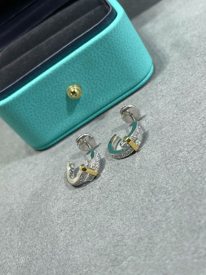 [⭐Veyra Jewels]EDGE DIAMOND PINK GOLD EARRINGS
