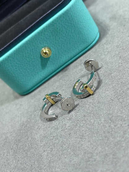 [⭐Veyra Jewels]EDGE DIAMOND PINK GOLD EARRINGS