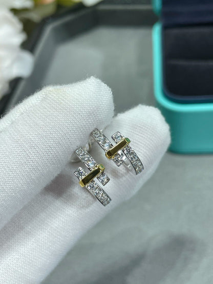 [⭐Veyra Jewels]EDGE DIAMOND PINK GOLD EARRINGS