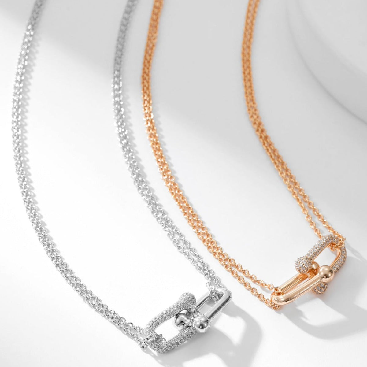 [⭐Veyra Jewels]HARDWEAR DIAMOND PEDANT DOUBLE CHAIN NECKLACE