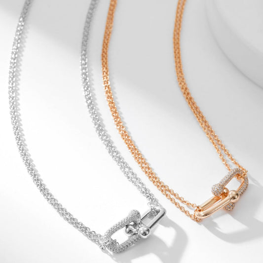 [⭐Veyra Jewels]HARDWEAR DIAMOND PEDANT DOUBLE CHAIN NECKLACE