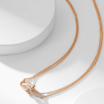 [⭐Veyra Jewels]HARDWEAR DIAMOND PEDANT DOUBLE CHAIN NECKLACE