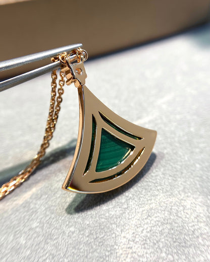 [⭐Veyra]DREAM MALACHITE DIAMOND PAVED PINK GOLD NECKLACE
