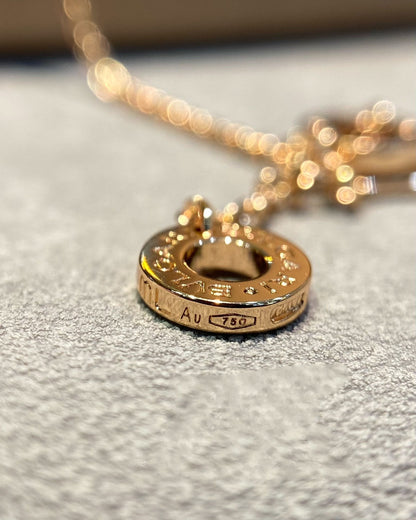 [⭐Veyra]DREAM MOP DIAMOND PAVED PINK GOLD NECKLACE