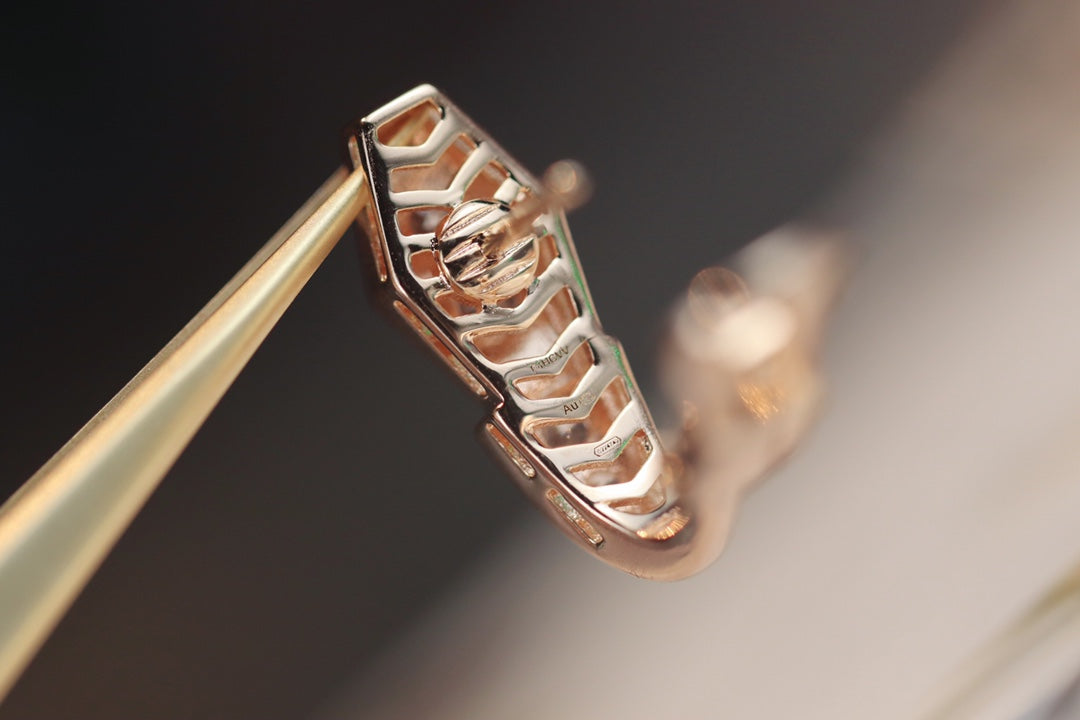 [⭐Veyra]SERPENT PINK GOLD DIAMOND EARRINGS
