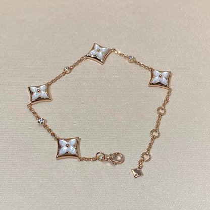 [⭐Veyra]STAR 4 MOTIF MOP DIAMOND PINK GOLD BRACELET