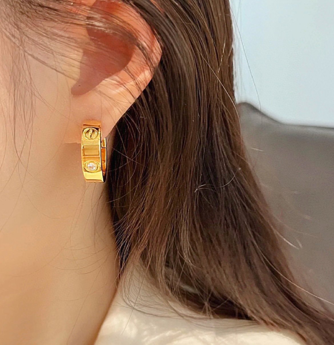 [⭐Veyra]LOVE 5.5MM 1 DIAMOND EARRINGS