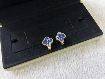 [⭐Veyra]CLOVER PIETERSITE MEDIUM STUD EARRINGS