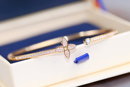 [⭐Veyra]IDYLLE PINK GOLD OPEN BRACELET DIAMOND PAVED