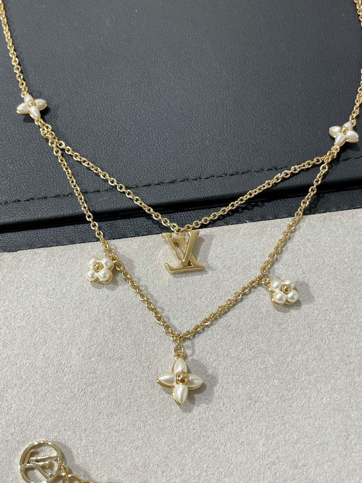 [⭐Veyra]FLOWERGRAM GOLD MOP DOUBLE ROW NECKLACE