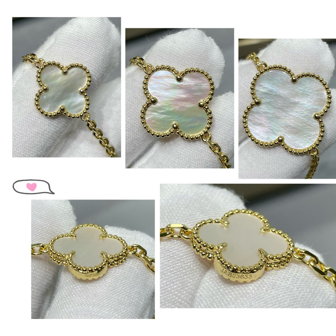 [⭐Veyra]CLOVER 16 MOTIF WHITE MOP GOLD NECKLACE