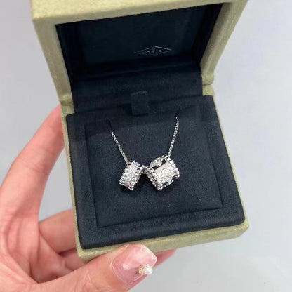 [⭐Veyra]PERLEE DOUBLE PENDANT SILVER DIAMOND NECKLACE