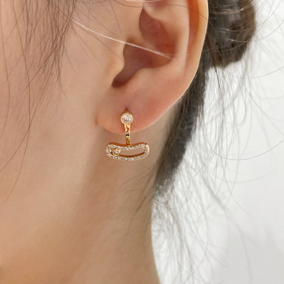 [⭐Veyra]MOVE UNO PINK GOLD DIAMOND EARRINGS