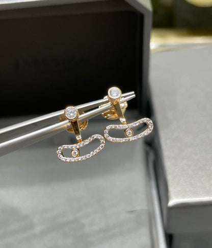 [⭐Veyra]MOVE UNO PINK GOLD DIAMOND EARRINGS