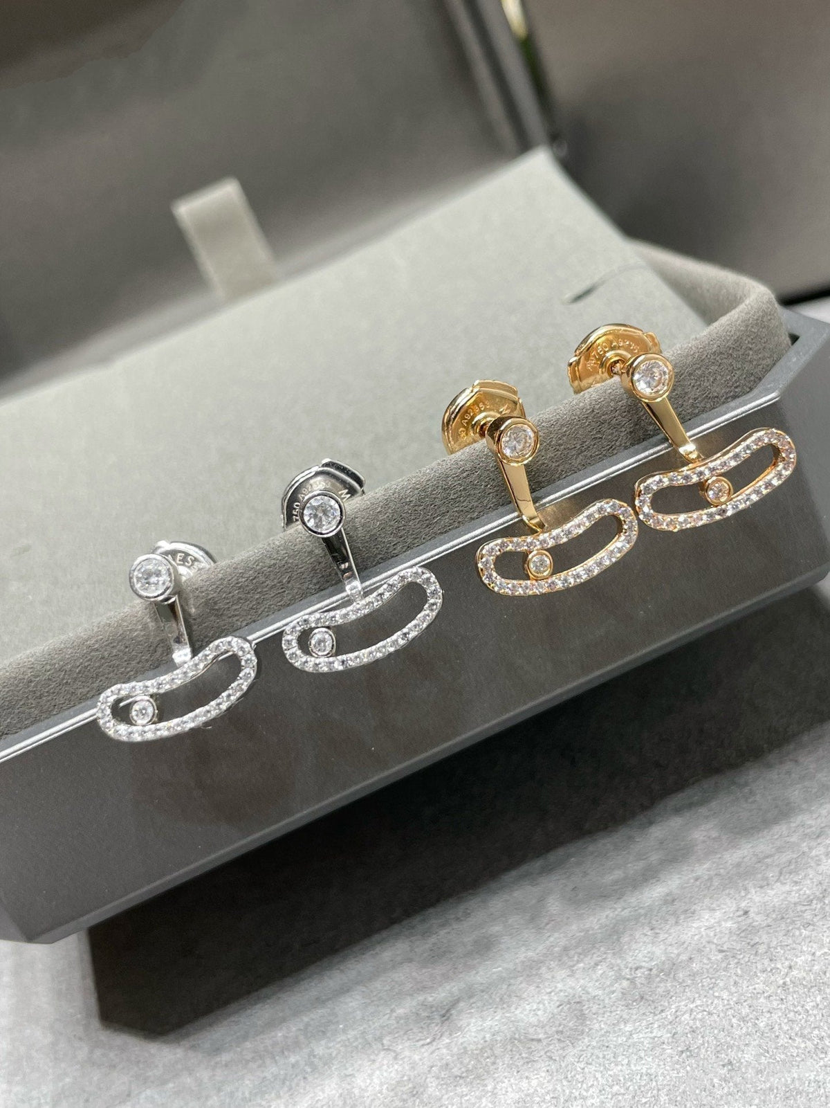 [⭐Veyra]MOVE UNO PINK GOLD DIAMOND EARRINGS