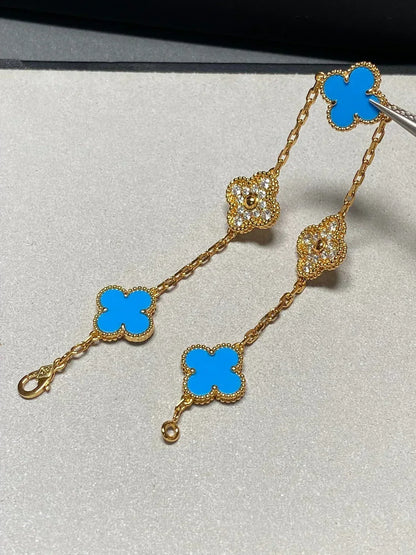 [⭐Veyra] CLOVER 5 MOTIF BLUE AGATE BRACELET COLLECTION
