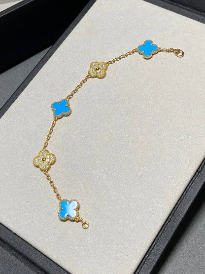 [⭐Veyra] CLOVER 5 MOTIF BLUE AGATE BRACELET COLLECTION