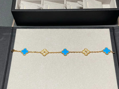 [⭐Veyra] CLOVER 5 MOTIF BLUE AGATE BRACELET COLLECTION