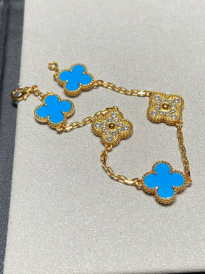 [⭐Veyra] CLOVER 5 MOTIF BLUE AGATE BRACELET COLLECTION