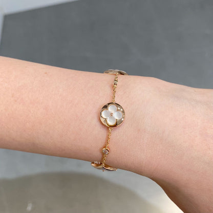 [⭐Veyra]STAR AND SUN 4 MOTIF WHITE MOP PINK GOLD BRACELET