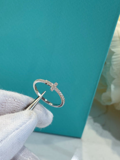 [⭐Veyra Jewels]T SMALL RING DIAMOND SILVER