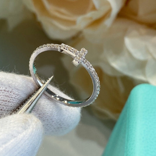 [⭐Veyra Jewels]T SMALL RING DIAMOND SILVER