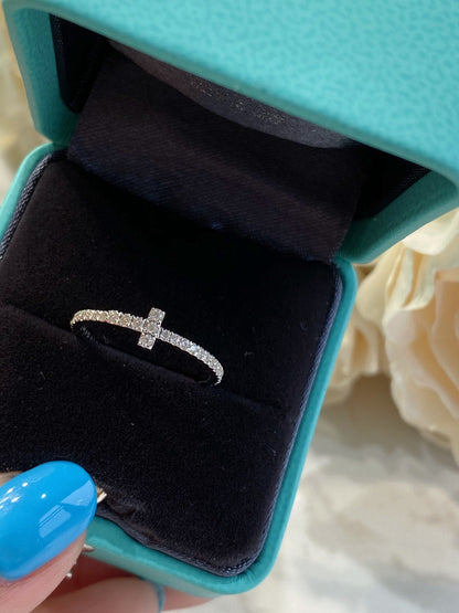 [⭐Veyra Jewels]T SMALL RING DIAMOND SILVER