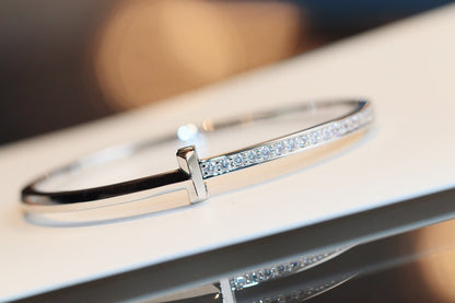 [⭐Veyra Jewels]NARROW T1 HINGED BANGLE DIAMOND SILVER