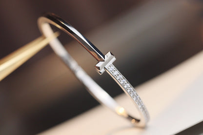 [⭐Veyra Jewels]NARROW T1 HINGED BANGLE DIAMOND SILVER