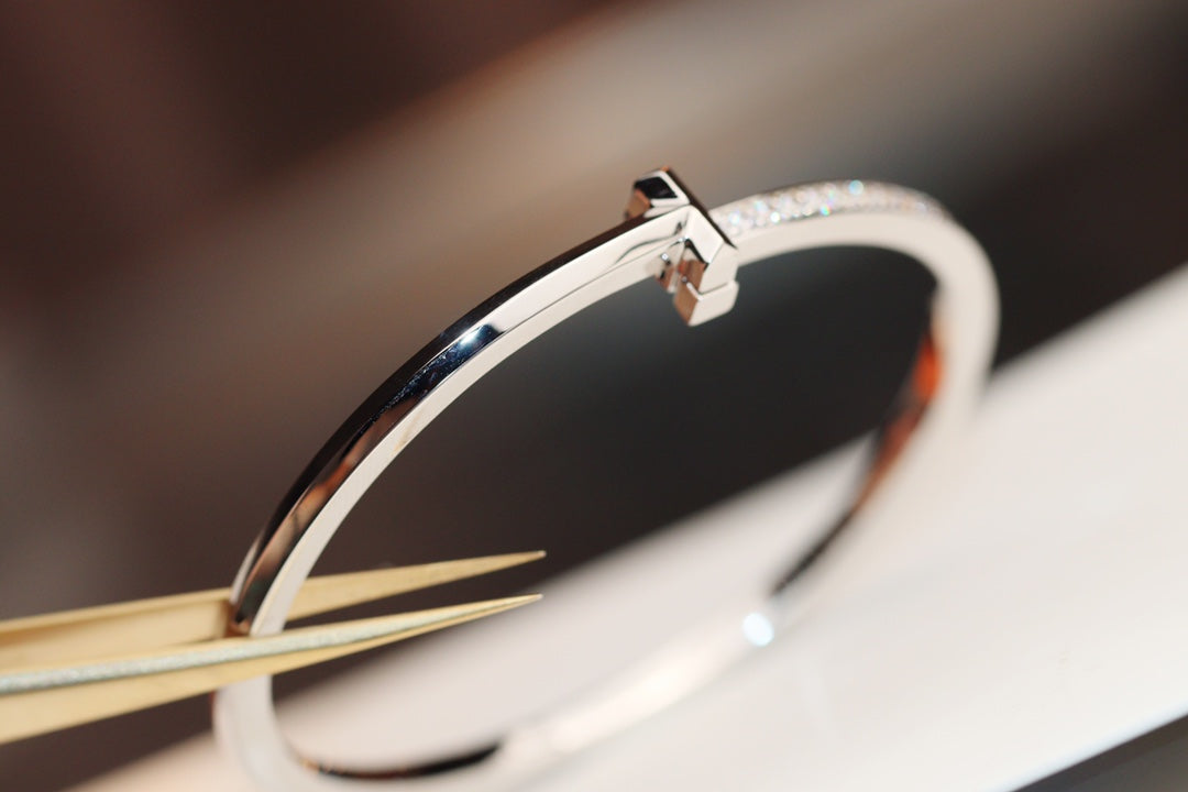 [⭐Veyra Jewels]NARROW T1 HINGED BANGLE DIAMOND SILVER