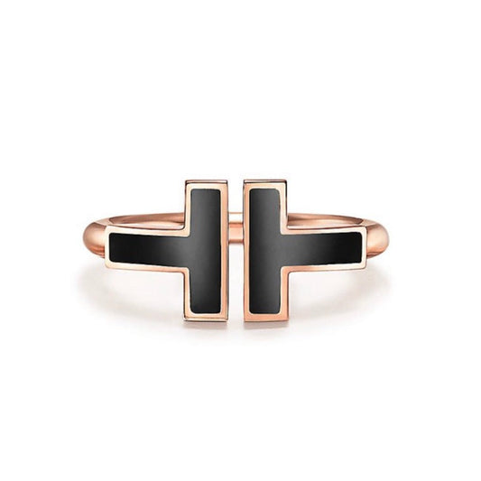 [⭐Veyra Jewels]T SMALL ONYX PINK GOLD RING
