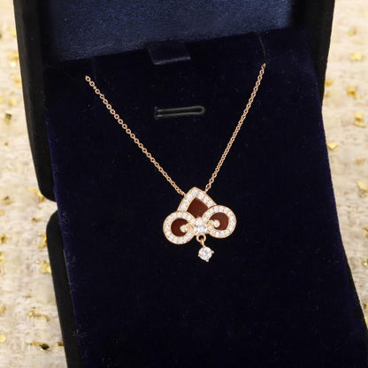[⭐Veyra Jewels]FLEUR DE LIS PINK GOLD DIAMOND NECKLACE