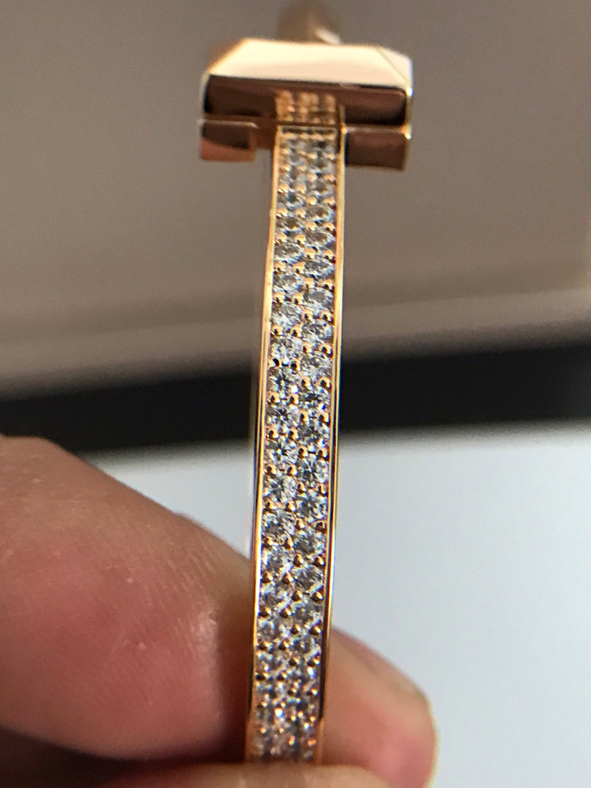 [⭐Veyra Jewels]T1 WIDE DIAMOND HINGED BANGLE PINK GOLD