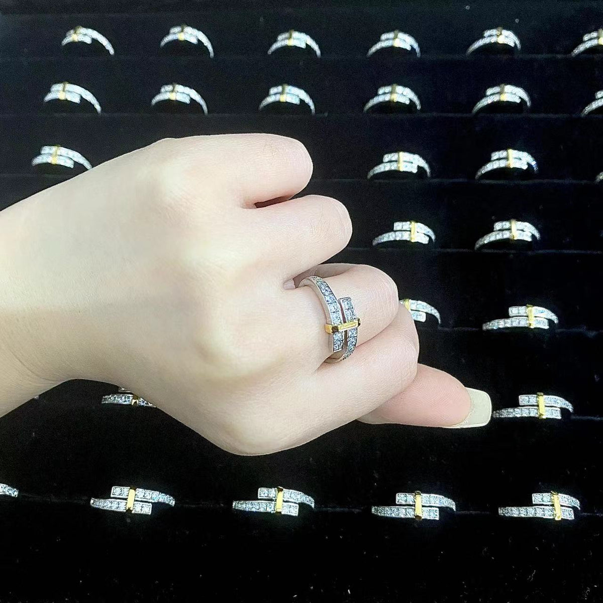 [⭐Veyra Jewels]EDGE GOLD SILVER DIAMOND RING