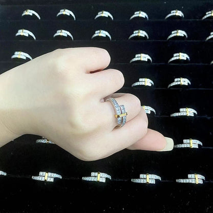 [⭐Veyra Jewels]EDGE GOLD SILVER DIAMOND RING